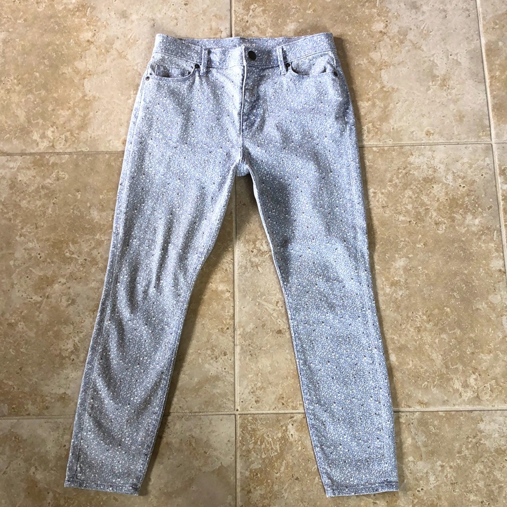 Loft Gray Tiny Floral Print Skinny Jeans